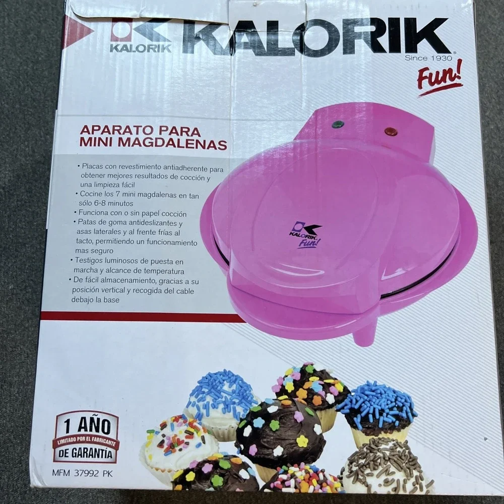 Kalorik Mini Cupcake Maker Women One Size Pink Non-Stick 7-Hole MFM 37992 PK